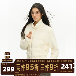Ariseism美式复古白色针织拼接羽绒服女2023冬季新款轻薄夹克外套