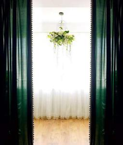 欧式美式森系复古怀旧墨绿色丝绒窗帘可定制