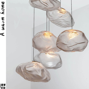 北欧简约玻璃艺术云朵吊灯创意个性餐厅吧台别墅样板间展厅楼梯灯