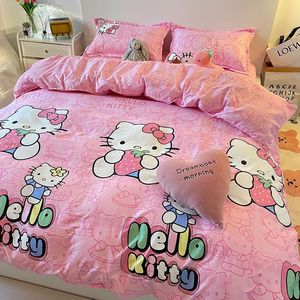 床单hellokitty网红少女心猫咪卡通床上用品ins可爱被套粉色四件