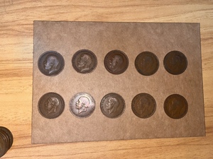 英国1920年早期一便士大铜币乔治五世十枚价格包邮非偏远