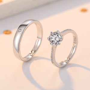 情侣结婚对戒婚礼仪式替代戒指新娘用的假道具一克拉六爪闭口钻戒