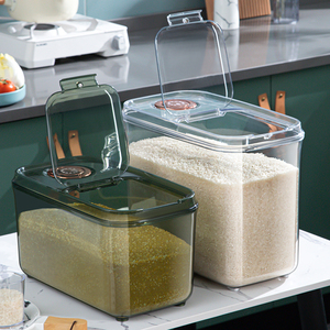 透明米箱厨房带盖米桶面粉箱翻盖收纳储米家用塑料方形米缸大小号