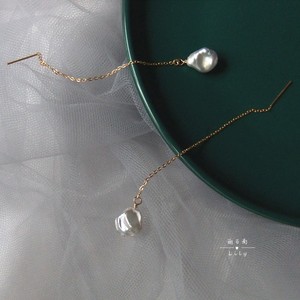 天然巴洛克珍珠耳线长款 美国进口14k注金耳坠时尚气质超仙高级感