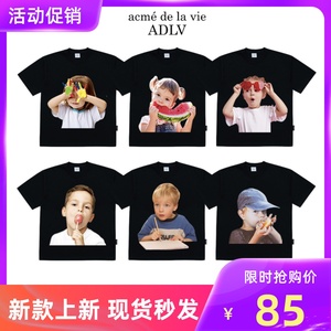 韩国潮牌ADLV短袖甜甜圈男孩lisa同款娃娃脸宽松情侣马克龙T恤女