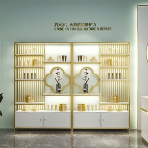 美容院化妆品展示柜带灯隔断书架美甲店货架北欧巧匠多层置物架子