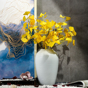 插向日葵的干花欧式花瓶摆件客厅仿真花插花白色新中式日式装饰小