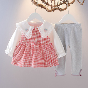 女婴儿童装女童春季裙套装洋气1-3岁春装公主裙2女宝宝长袖两件套