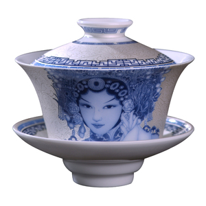 景德镇手工珐琅彩陶瓷器中式泡茶碗茶杯家用复古风三才盖碗功夫茶
