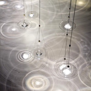 个性设计师透明飞碟玻璃吊灯水滴螺纹形北欧轻奢餐厅极简艺术展灯