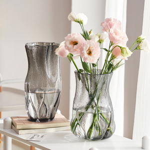 网红高级感花瓶摆件轻奢客厅插花玻璃透明ins风水养玫瑰百合鲜花