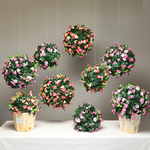 仿真蔷薇花球塑料垂钓草球商场开业吊顶挂饰装饰藤球草球房顶吊花