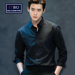 高端法式黑色短袖衬衫男士夏季2024新款韩版修身商务休闲衬衣男款