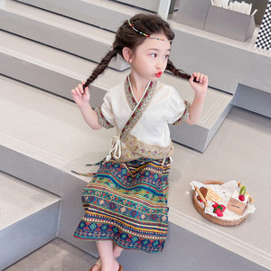 傣族服装儿童女夏季2024新款套装中国少数民族风春秋款女童汉服裙