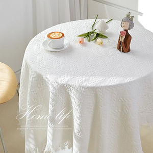 白色高级欧式棉麻桌布日式ins茶几大圆桌台布床头柜书桌方桌盖布
