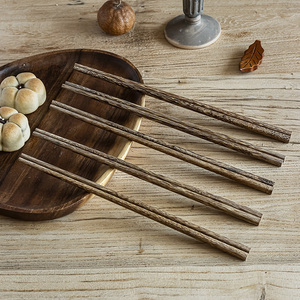 鸡翅木筷~家用筷子复古木质筷子餐厅实用防滑实木筷子  5双10双装