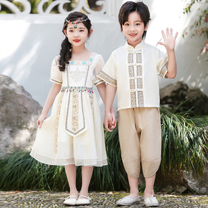 傣族服装儿童女少数民族服饰男童云南西双版纳泰国六一舞蹈演出服