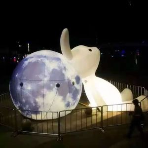 大型充气发光月球气模模型夜光月亮月兔玉兔闭气pvc充气月球定制