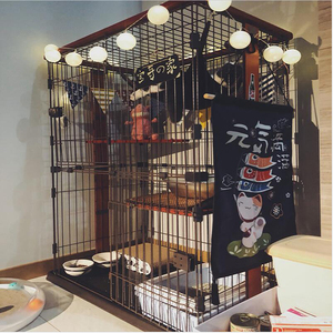 出口猫笼子猫别墅室内家用猫笼别墅三层四层实木木框猫咪围栏猫窝