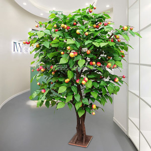 仿真苹果树  果树假树 大型 植物室内客厅天然 实木树干装饰定制
