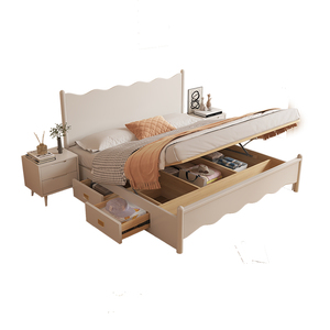 厂白色实木储物床现代简约18m双人15米主卧室135北欧高箱12单人库