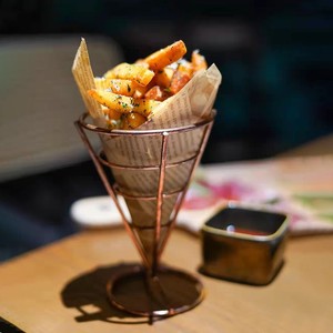 餐厅酒吧金属托盘美式西餐酒吧个性斗形薯条杯小吃炸物篮网杯
