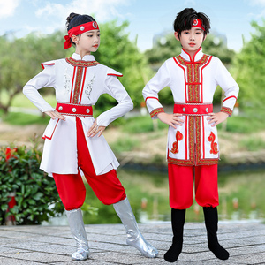 儿童蒙古服族舞蹈演出服蒙族袍女童男童筷子舞白马舞蹈服装表演服