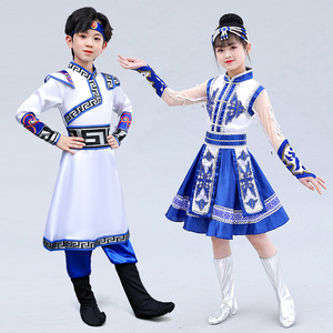 六一儿童蒙古服族少数民族蒙古袍服女族筷子舞服饰白马舞蹈演出服