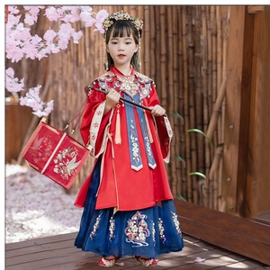 小女孩唐装女儿童古装仙女服公主汉服女童冬装加厚裙子中国风贵妃