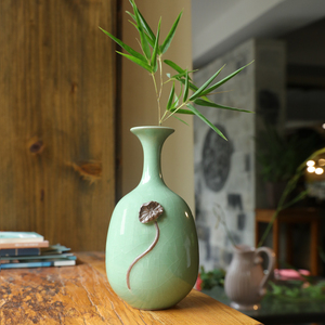 亲居现代创意花盆客厅摆件简约小花器青瓷家居装饰品插花陶瓷瓶