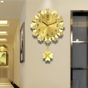 挂钟轻奢现代简约客厅家用时尚钟表创意圆形自动对时装饰艺术时钟