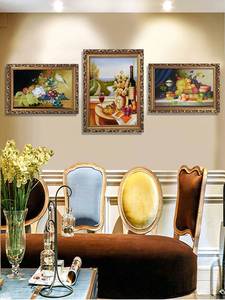 餐厅装饰画现代简约欧式饭厅厨房挂画客厅背景墙壁画花卉水果油画