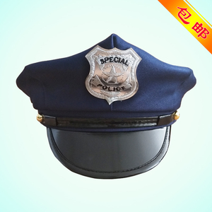 欧美制服警察帽时尚舞台演出帽子儿童警察角色扮演青少年表演帽