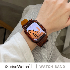 iserisewatch适用apple watchs8表带苹果手表6代iwatch9/7/se冰川表带一体透明夏天硅胶45/41mm创意果冻色潮