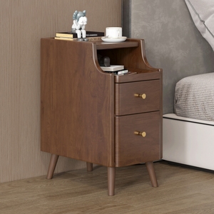 全实木床头柜简约现代迷你小型极窄床边柜超窄款夹缝新中式榉木色