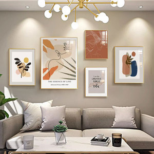 组合客厅装饰画现代简约沙发背景墙面挂画抽象艺术莫兰迪北欧壁挂