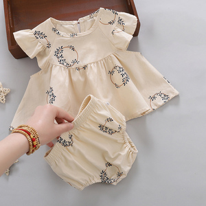 婴儿套装夏薄公主洋气一岁女宝宝衣服可爱纯棉上衣短裤分体两件套