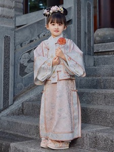 女童宫廷格格服2024新款小女孩儿童长袖古装高质量刺绣印花旗袍裙