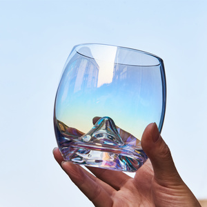 ins风北欧七彩玻璃杯彩虹富士山酒杯家用喝水水杯网红炫彩杯子