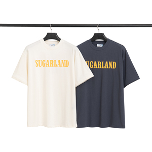 RHUDE SUGARLAND十字印花复古美式潮牌夏季纯棉宽松高街男士情侣