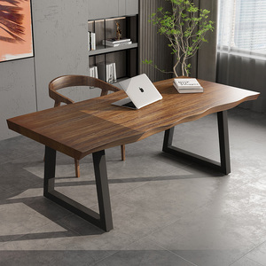 实木电脑桌卧室书桌台式简约双人家用办公桌写字桌电竞长条工作台