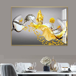 餐厅晶瓷装饰画单幅轻奢横版北欧风格酒杯饭厅背墙面壁画厨房挂画