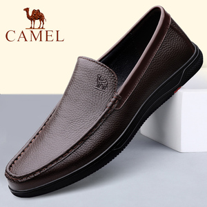 Camel/骆驼男鞋春季真皮舒适休闲皮鞋头层牛皮商务透气软底豆豆鞋