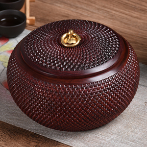 正宗小叶紫檀茶叶罐木雕茶盒中式复古家用实木储茶罐茶具木质茶罐