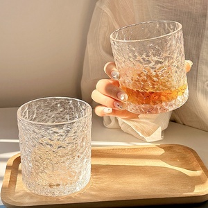 水晶冰川纹高级感ins石纹玻璃水杯果汁饮料杯酒吧威士忌冰球酒杯
