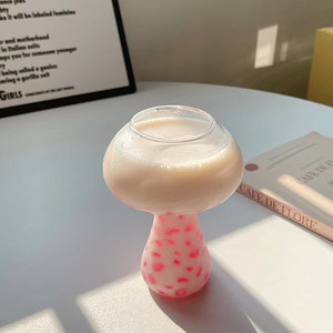 ins风创意蘑菇杯 网红玻璃杯鸡尾酒杯咖啡杯可爱果汁杯个性杯子