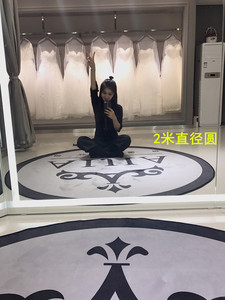 服装店地毯拍照穿衣镜前试衣间衣帽间个性定制logo店铺名圆形地垫