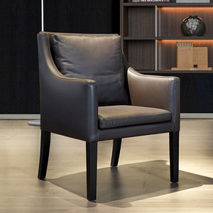 设计师款真皮书房书椅办公椅单人沙发椅子极简轻奢简约现代意式