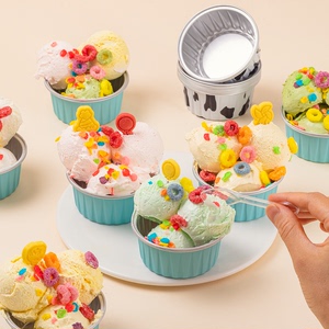 网红冰淇淋球碗绵绵冰雪糕打包盒烘焙西点盒小蛋糕冰淇淋装饰小料