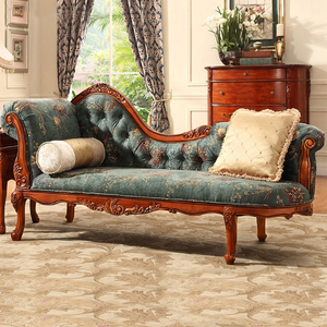欧式贵妃懒人躺椅沙发橡胶实木靠背沙发美式乡村客厅家用沙发整装